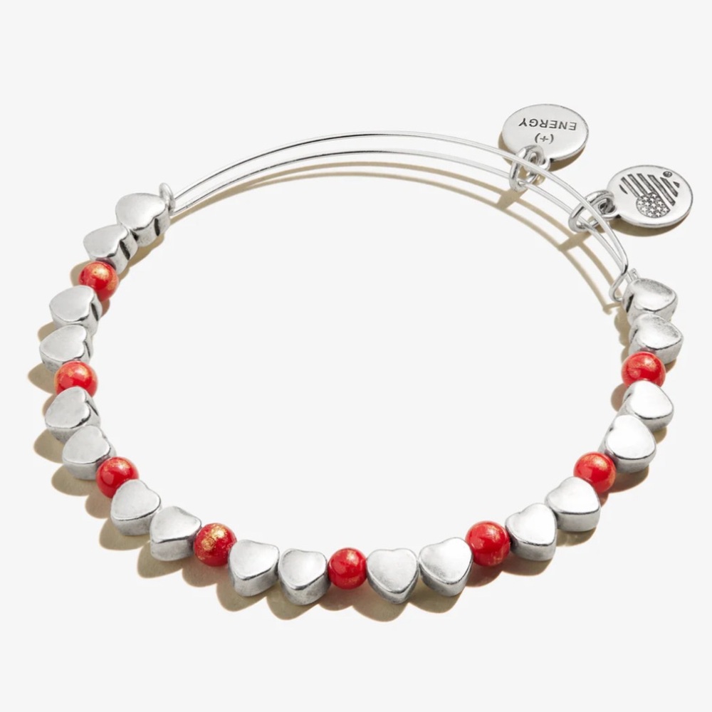 ❤️❤️NWT Alex and Ani Antique Americana Heart Beaded Bangle in Silver❤️❤️